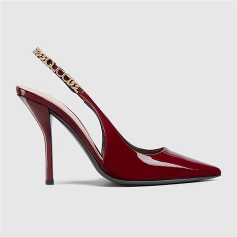 gucci pointed patent-leather pumps|Gucci slingback pumps.